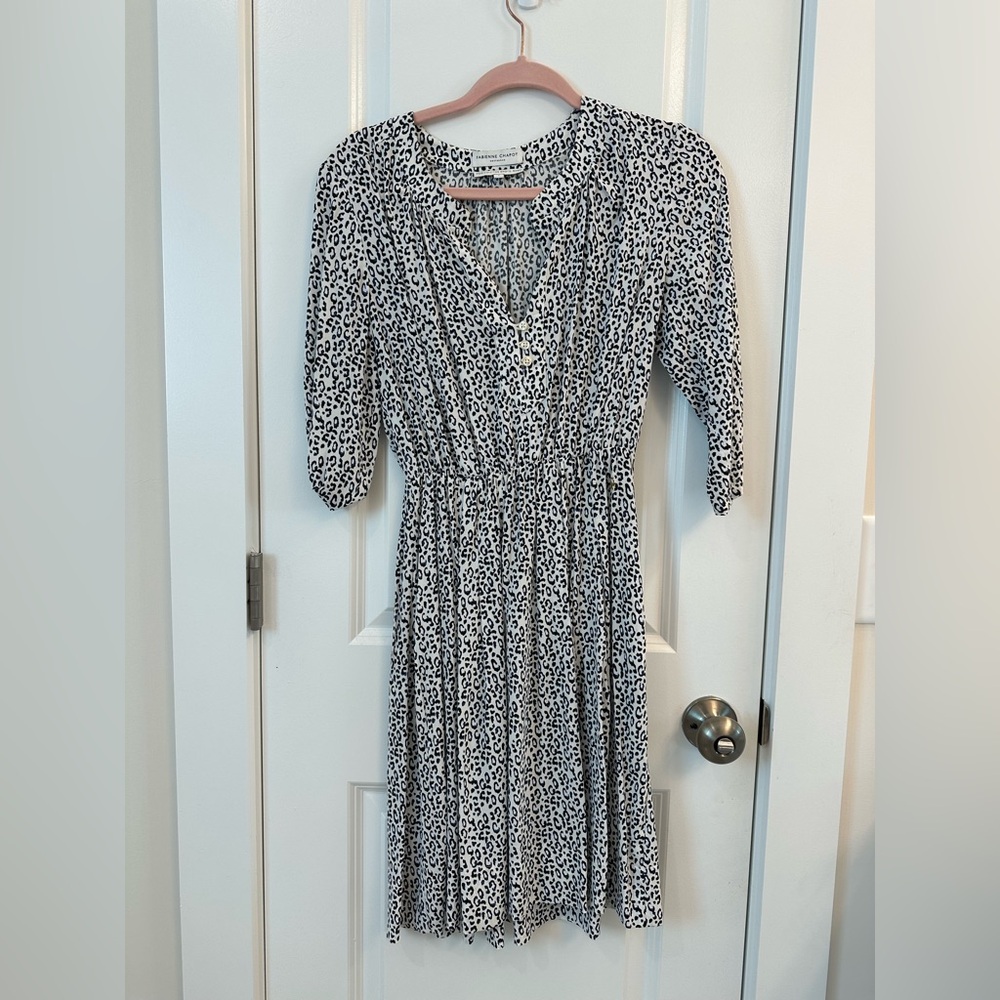 Black and White Puff Sleeve V-Neck Sundress